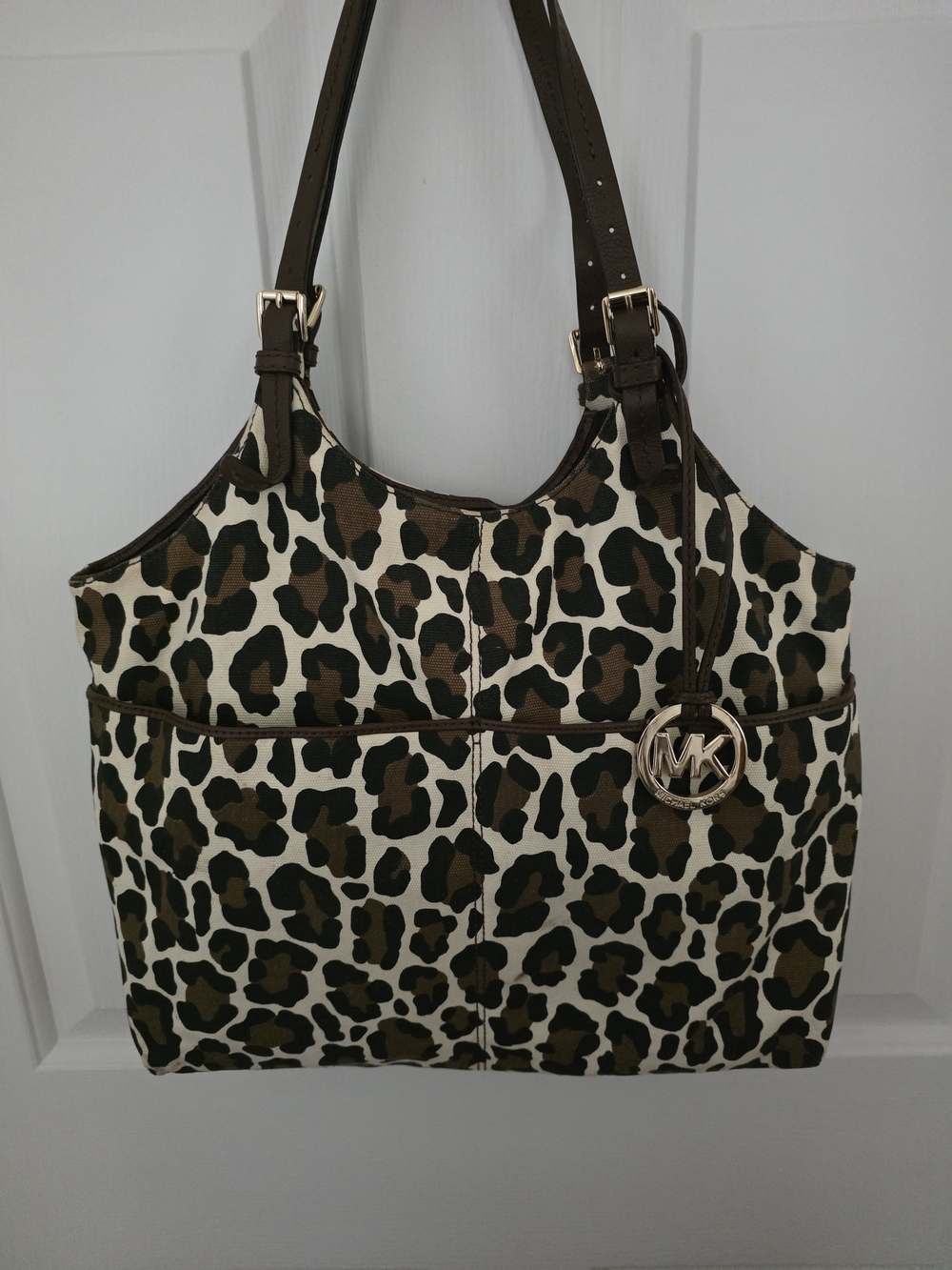 Michael Kors Leopard-Print Shoulder Bag - Brown/Cream/Black